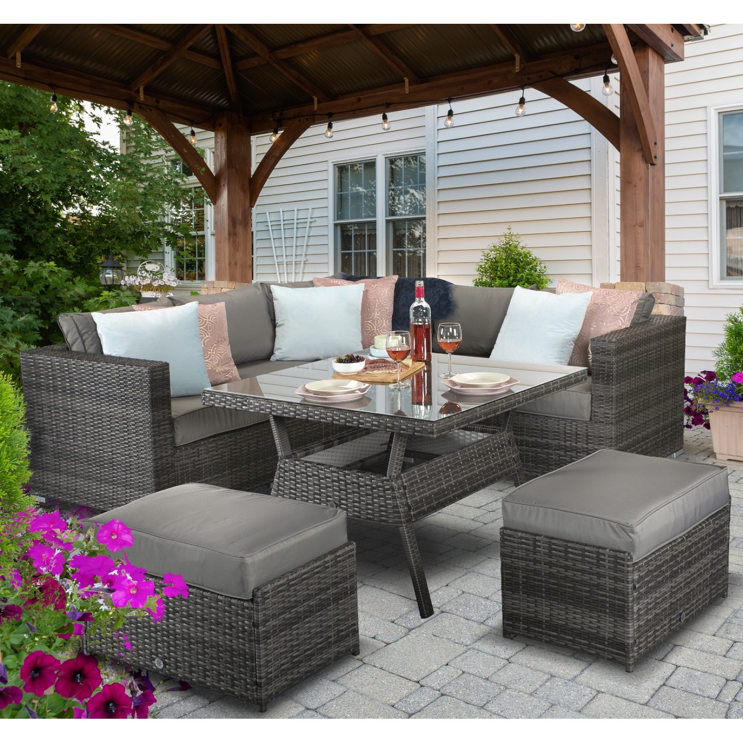 Signature Weave Garden Furniture Georgia Grey Corner Dining Set